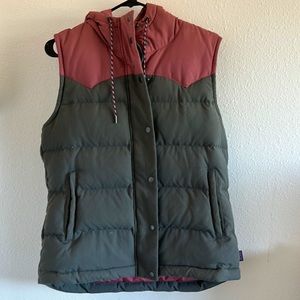 Patagonia Bivy Hooded Vest Pink and Grey